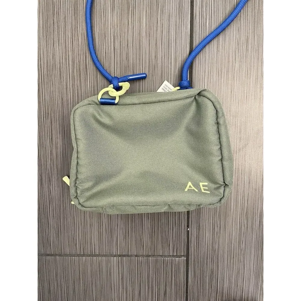 American Eagle Outfitters Olive Green Blue Small Crossbody Bag Purse Zipper